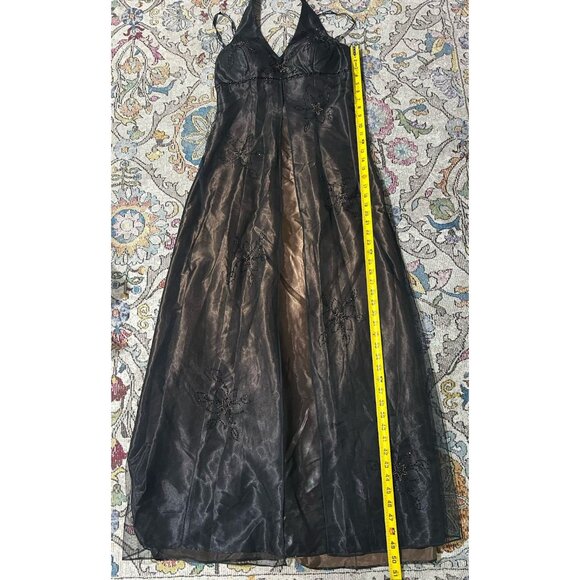 Vintage Y2K 90s Prom Dress Morgan & Co Ombré Beaded Fairy Halter Wimsy Goth 9/10 - Picture 8 of 11